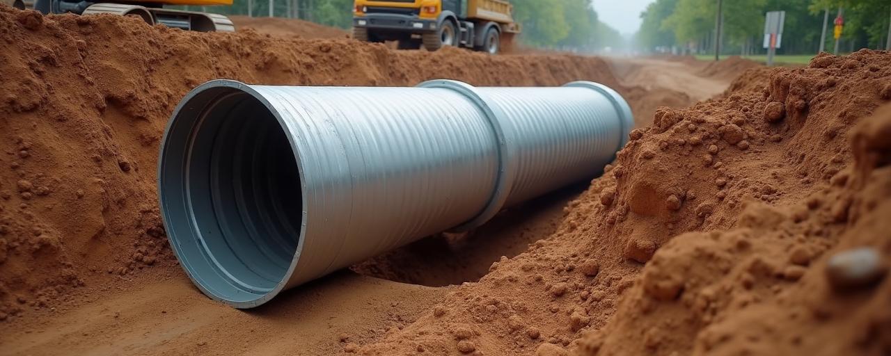 Professional culvert installation for driveway drainage allowing water to flow under pavement in Ohio Valley